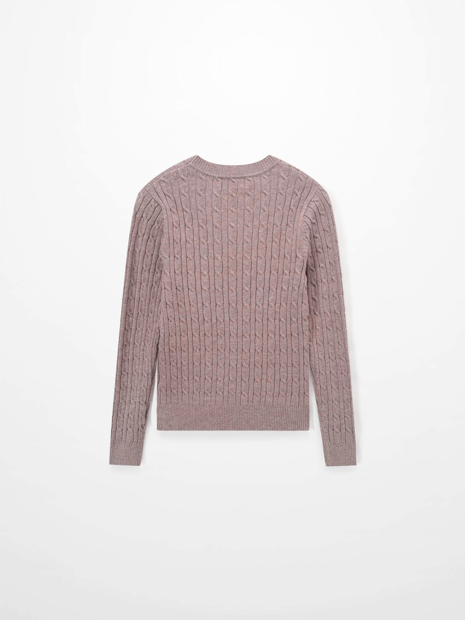 Crew Neck Cable Sweater-Mocha Mousse