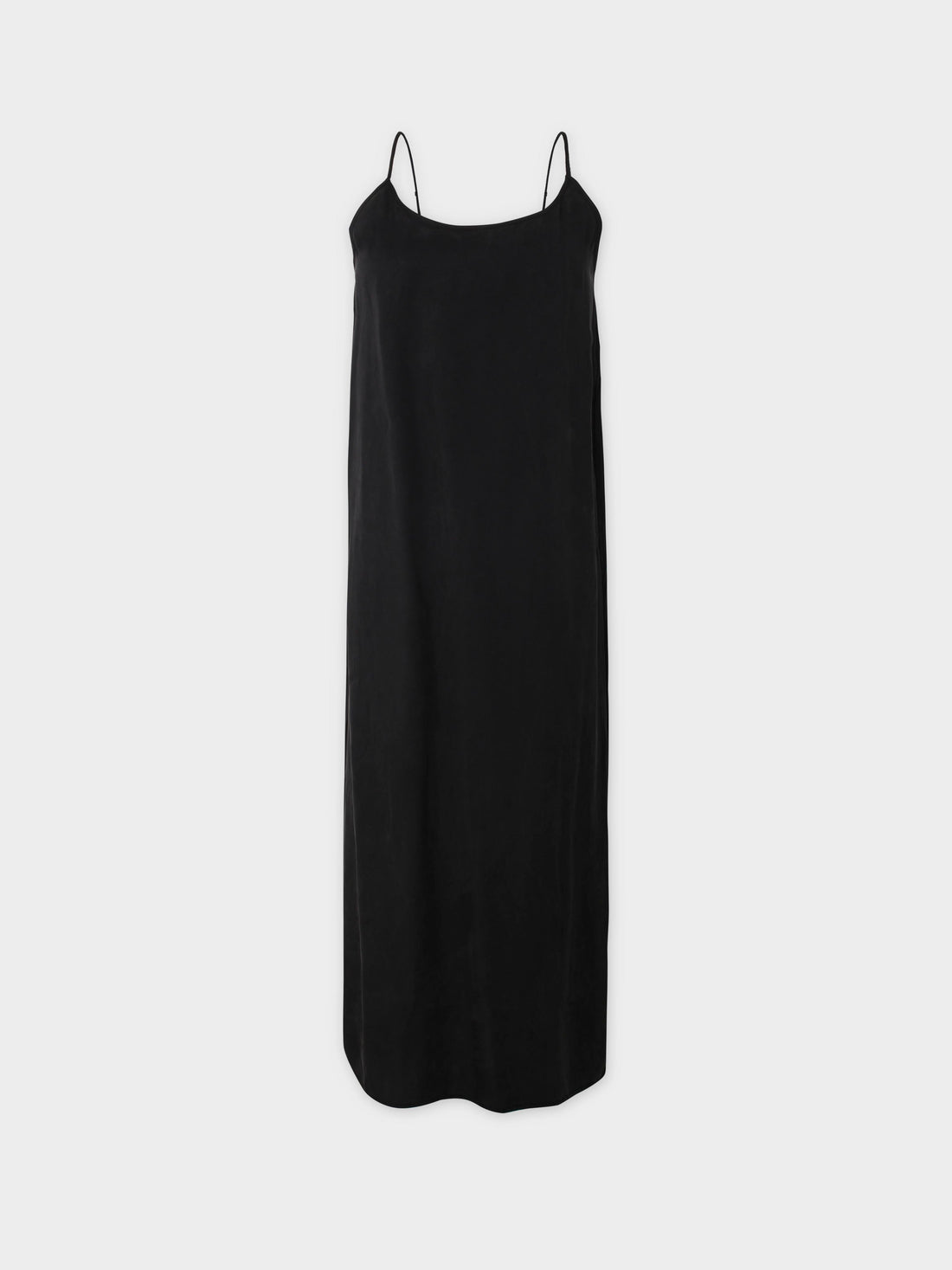 Cupro Crew Neck Slip Dress-Black