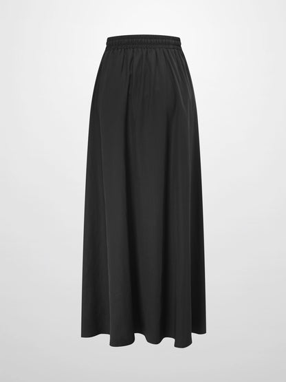 Drawstring Circle Skirt-Black