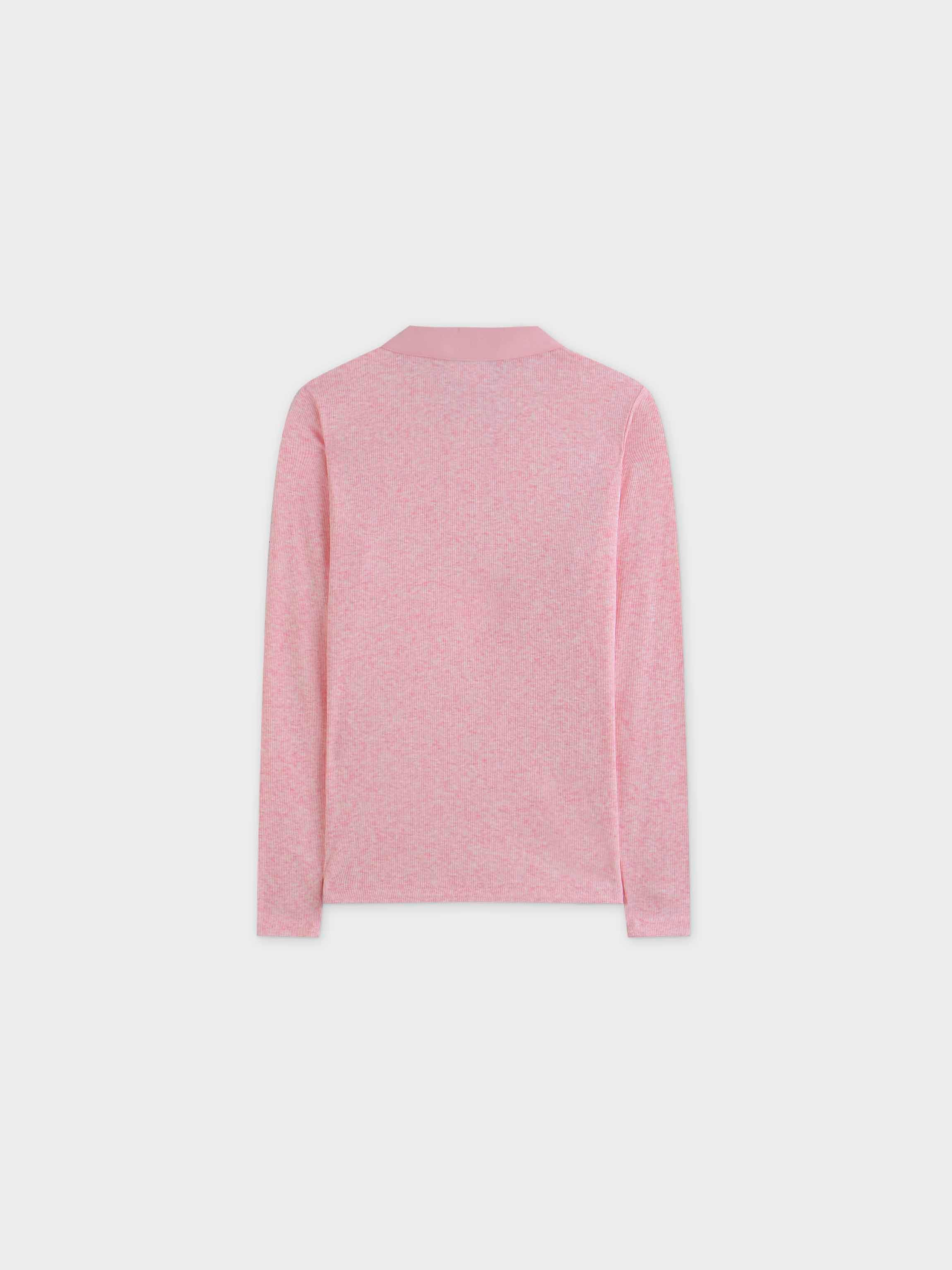 Ribbed Collar T-Shirt-Dusty Rose