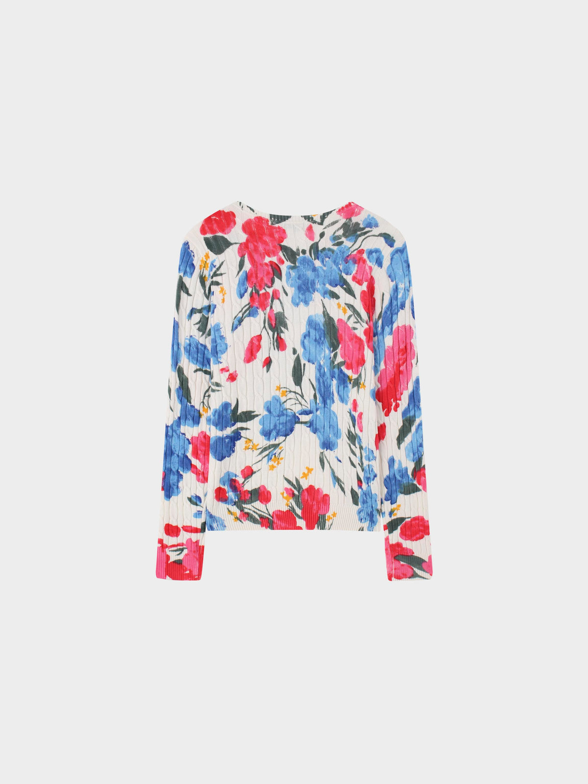 Printed Cable Knit Sweater-Floral