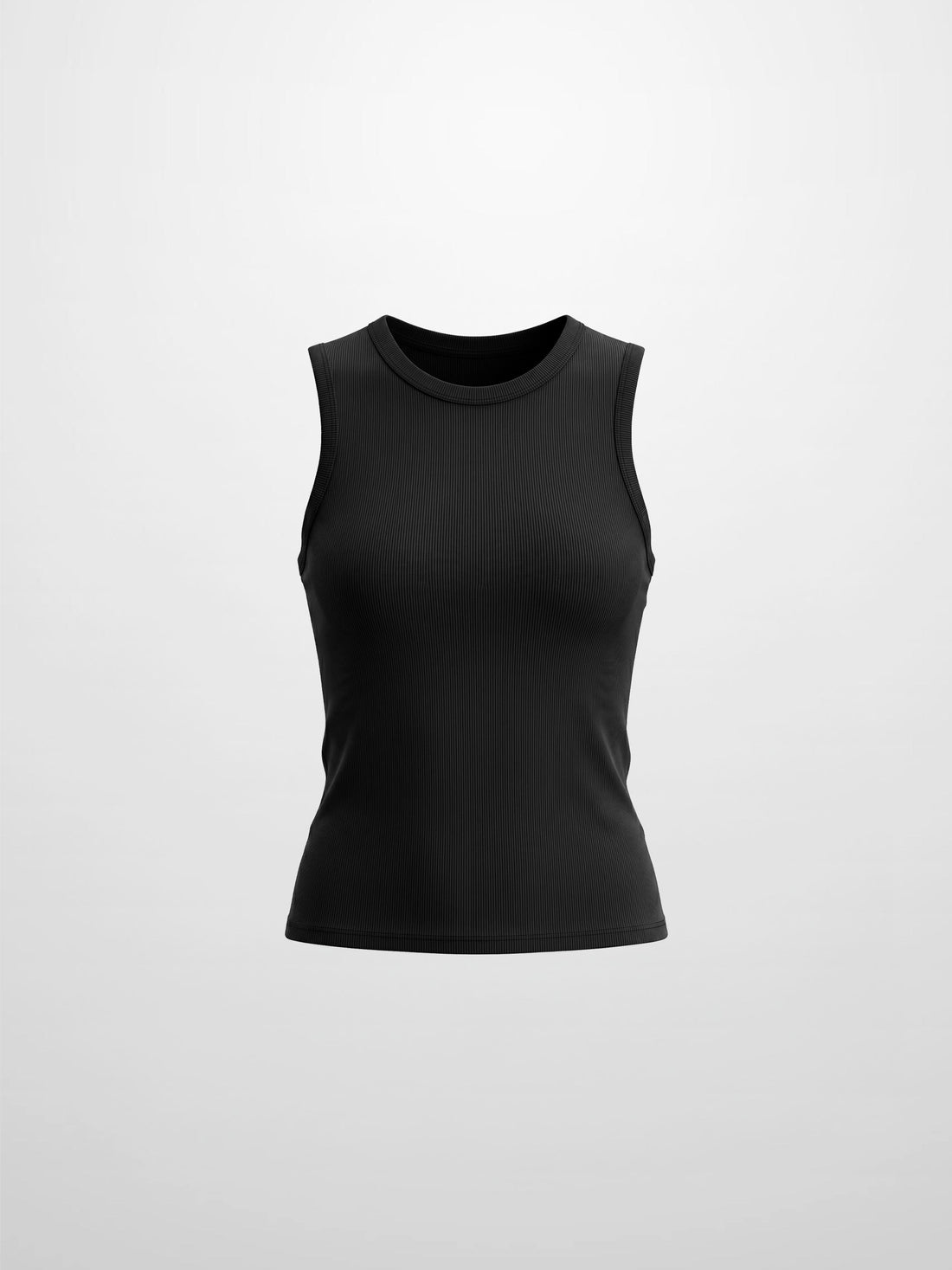 RIBBED CREW SLEEVELESS SHELL-BLACK