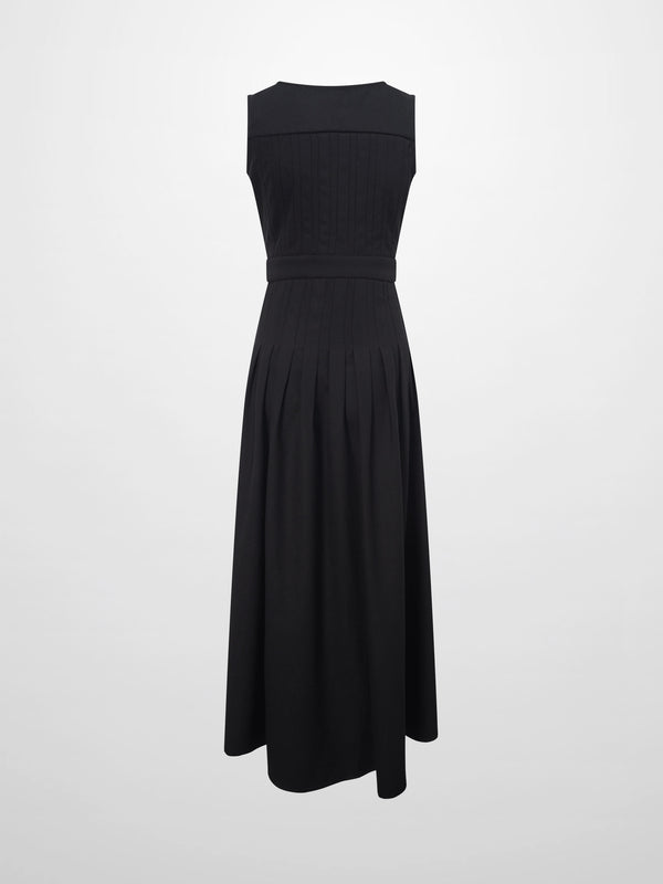 Stitch Down Pleat Jumper-Black