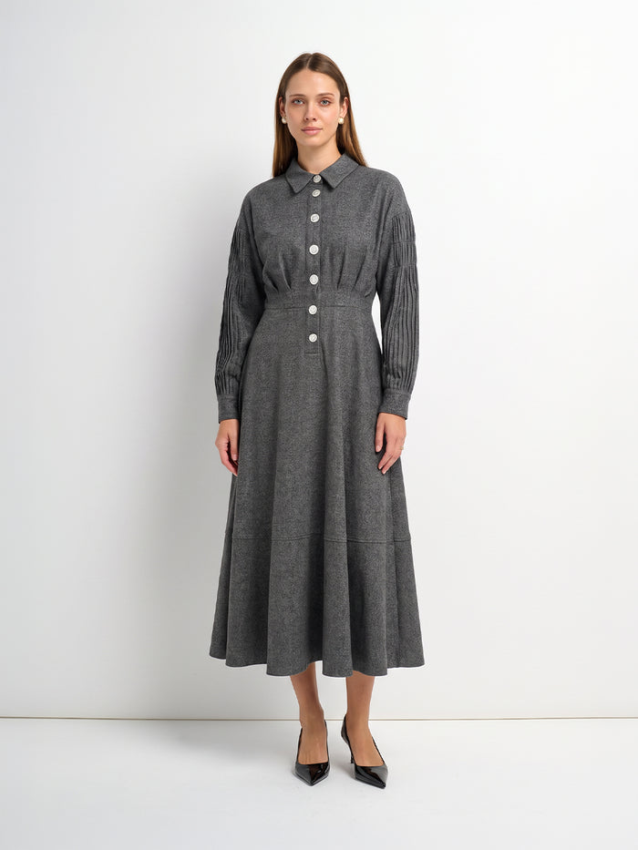 Herringbone Sparkle Dress- Grey