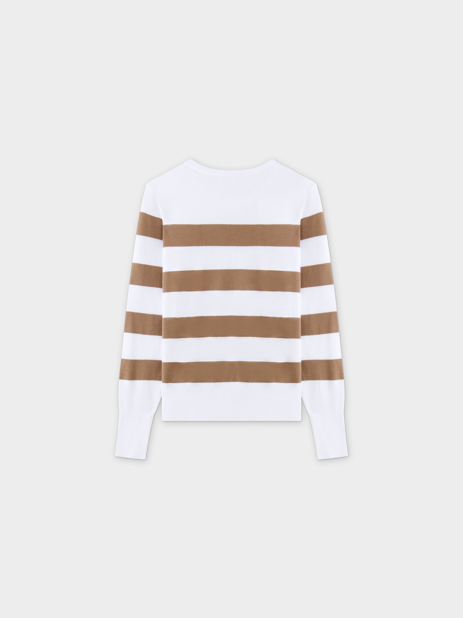 Striped Cotton Sweater-Tan