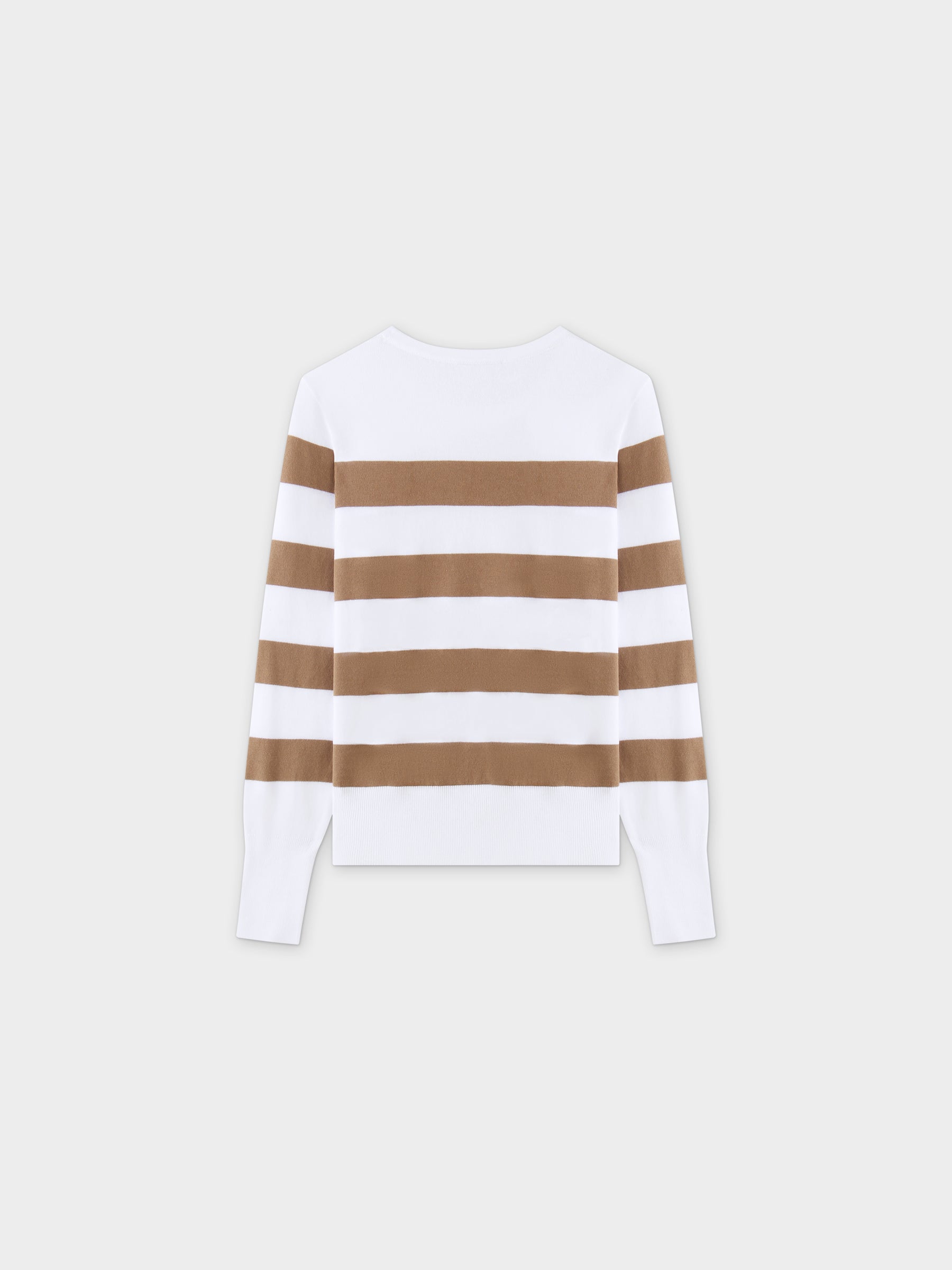 Striped Cotton Sweater-Tan