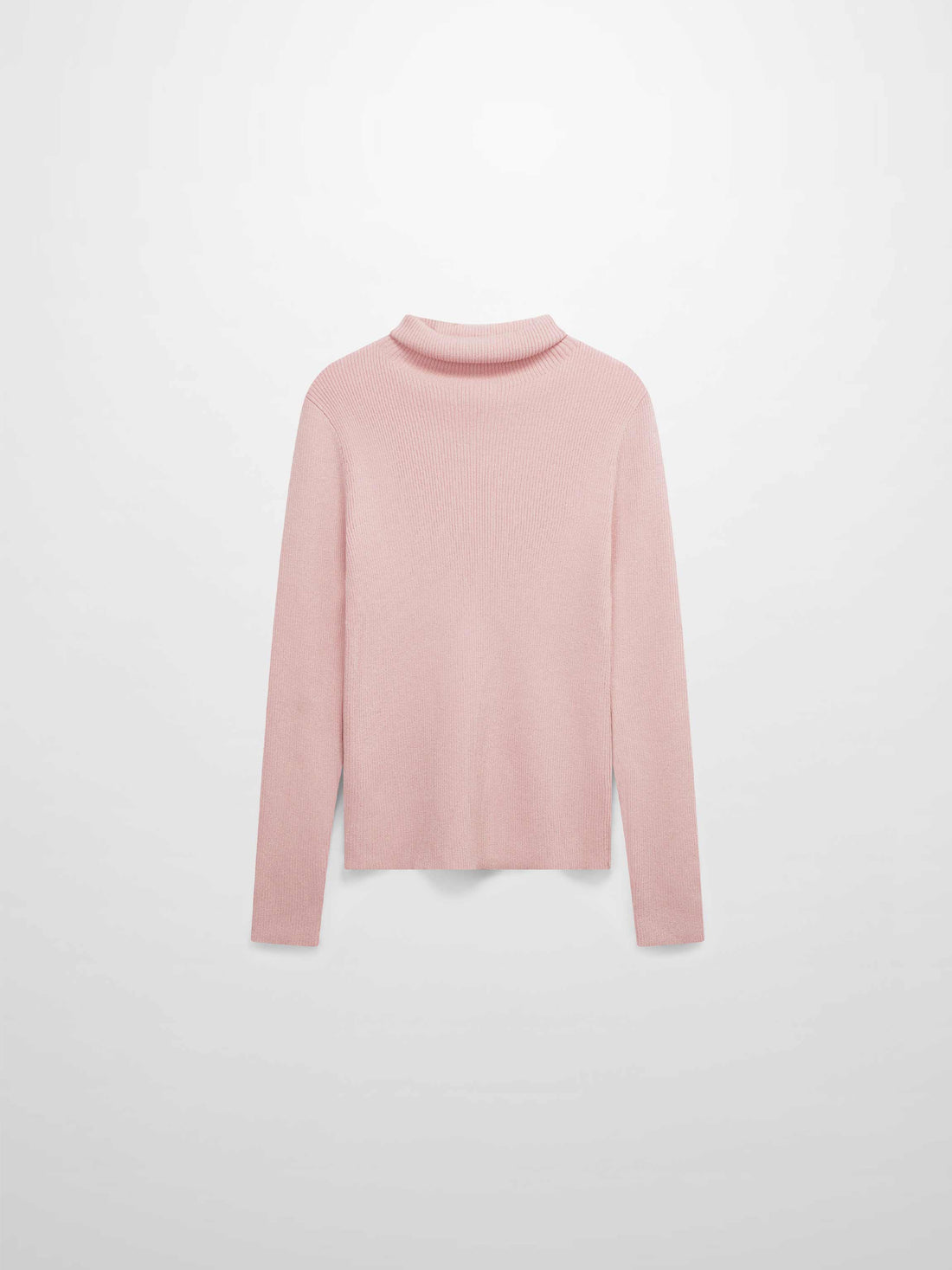 Lurex Ribbed Knit Turtleneck-Pink