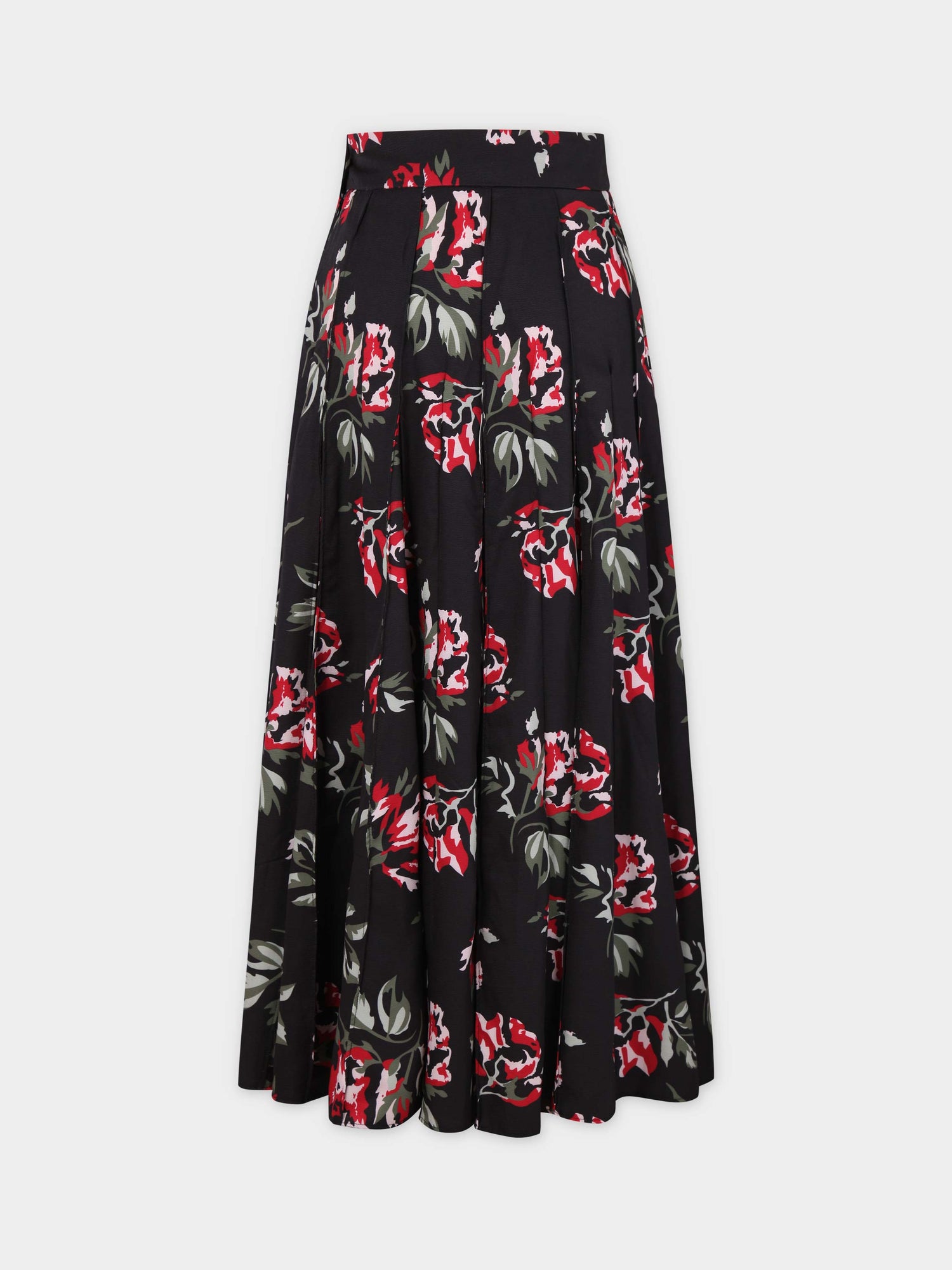 Seamed Pleated Skirt-Dozens of Roses