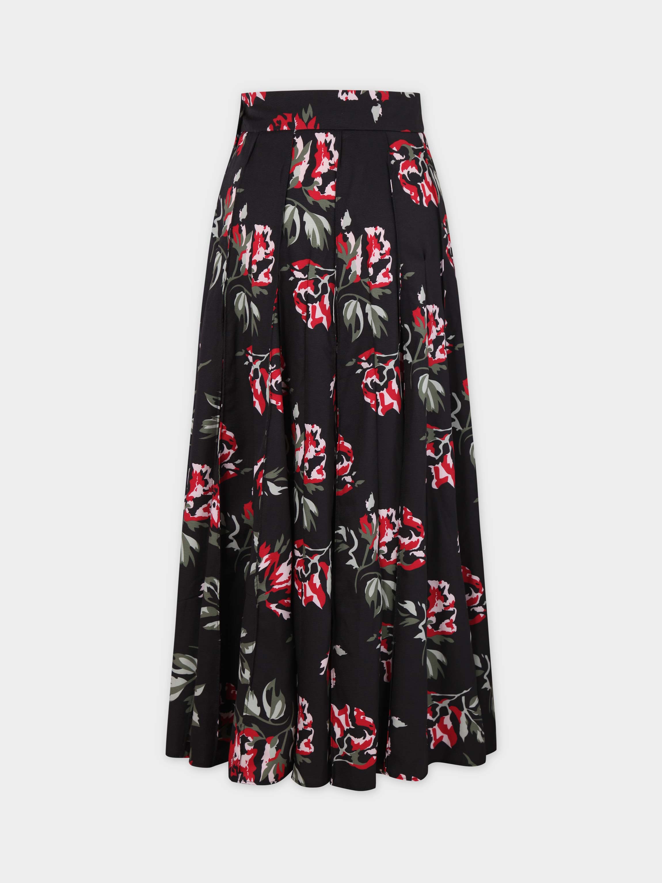 Seamed Pleated Skirt-Dozens of Roses