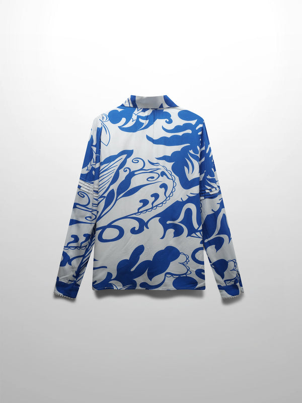 Pintuck Detail Blouse-Blue Carolina Floral