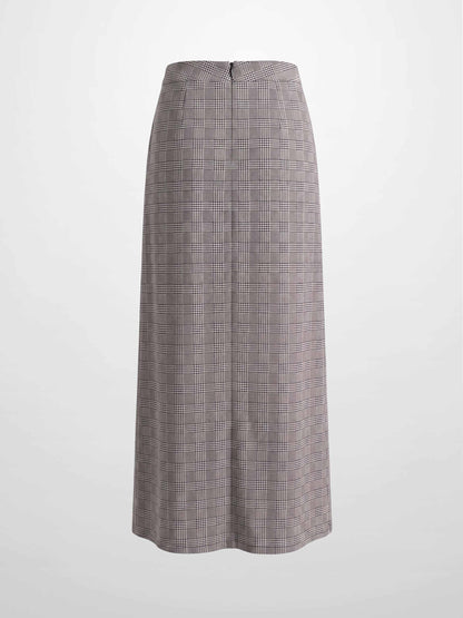 Houndstooth Pleat bottom Skirt-Black/White