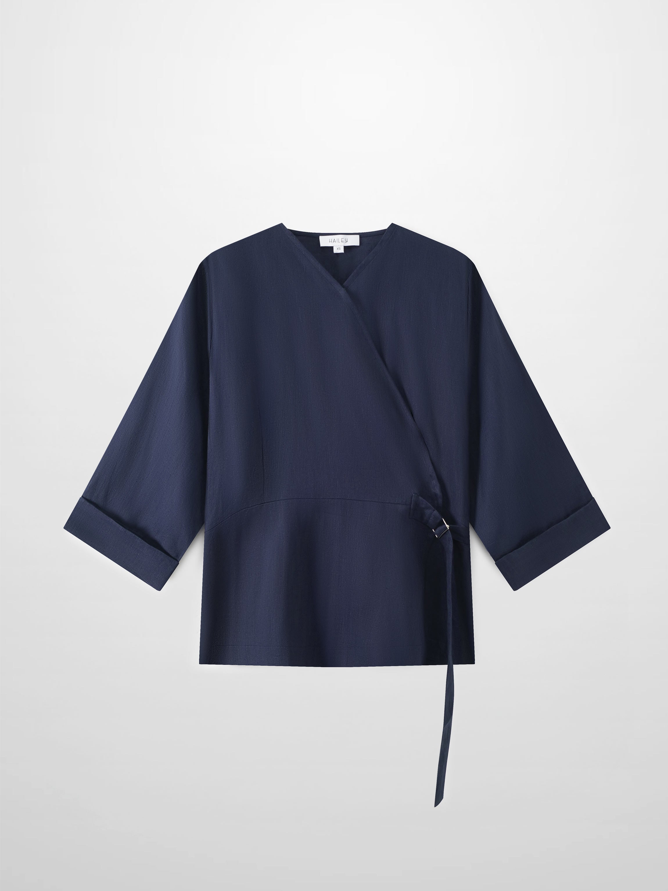 Crossover Linen Top-Navy