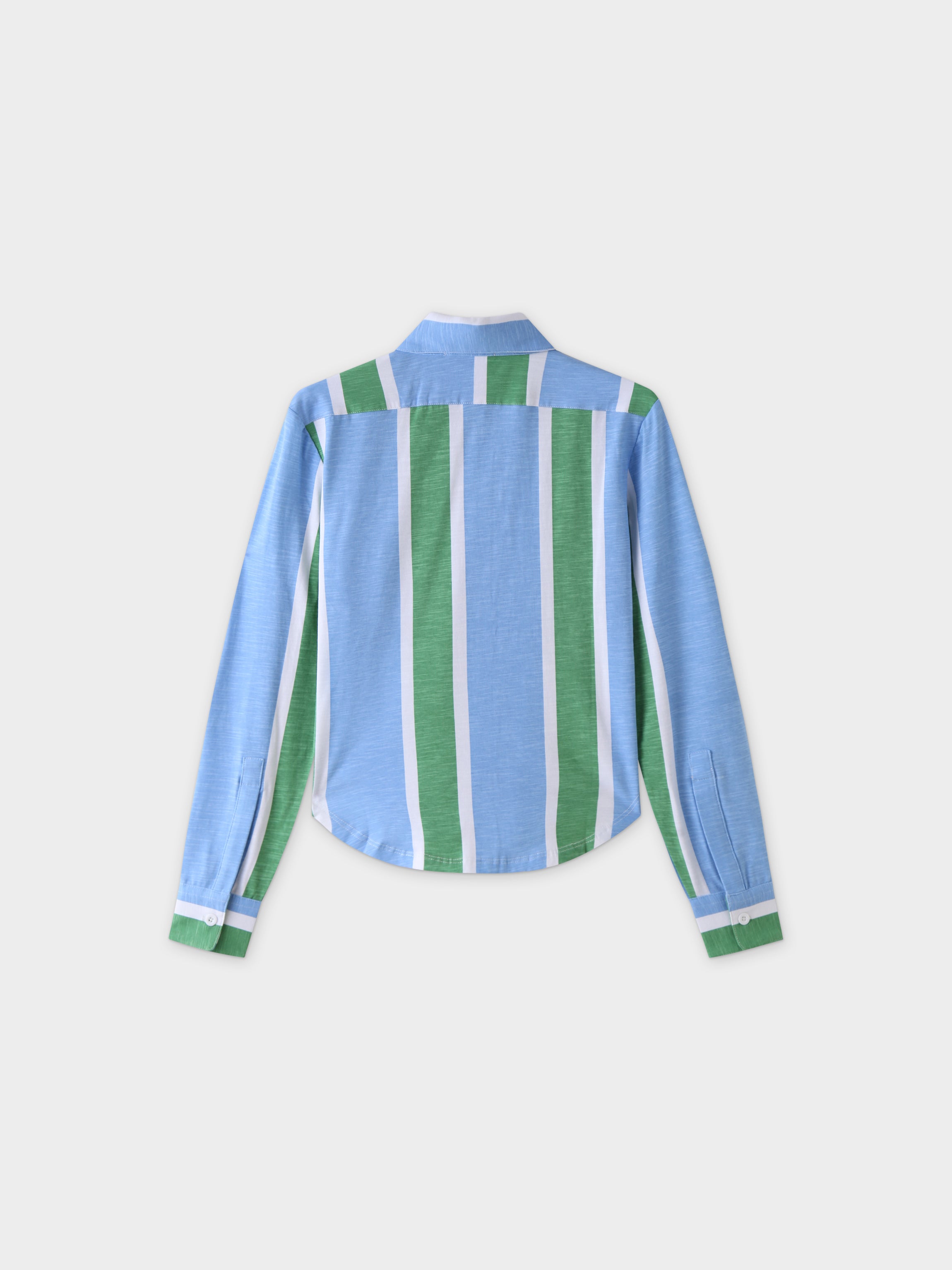 Blouse T-shirt-Green/Blue Stripe