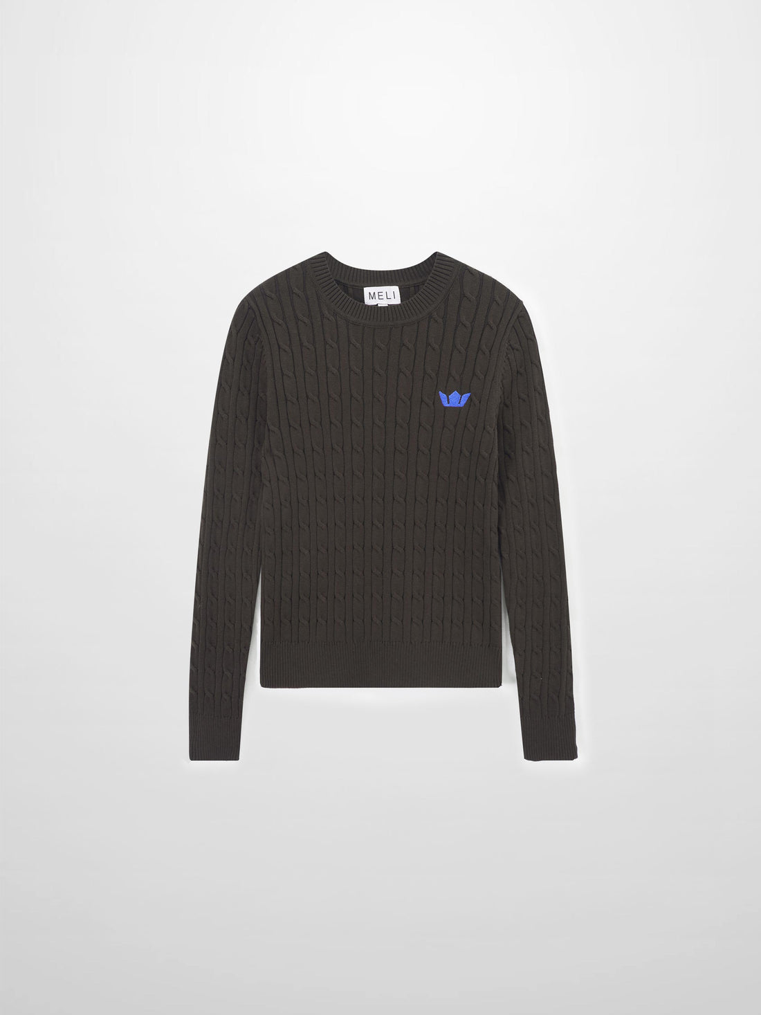 Logo Cable Sweater-Brown/Blue