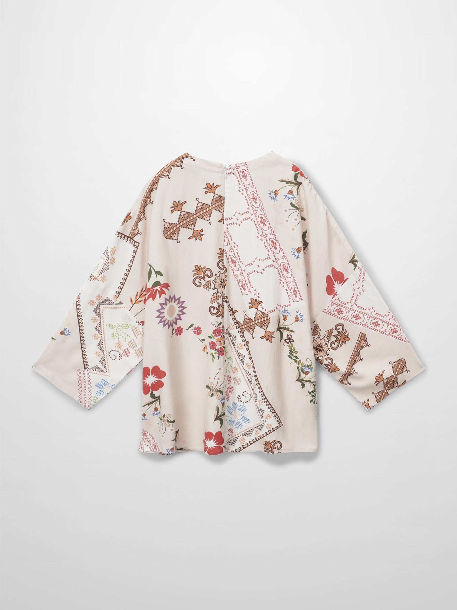 Linen Blend Crop Swing Top-Aztec Floral