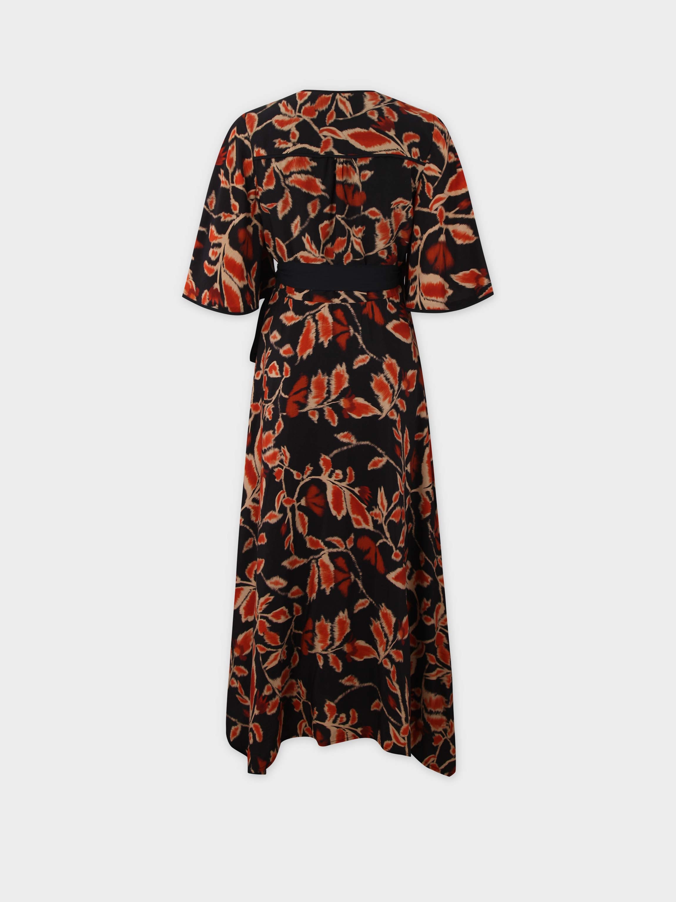 Flutter Sleeve Wrap Dress-Marigold