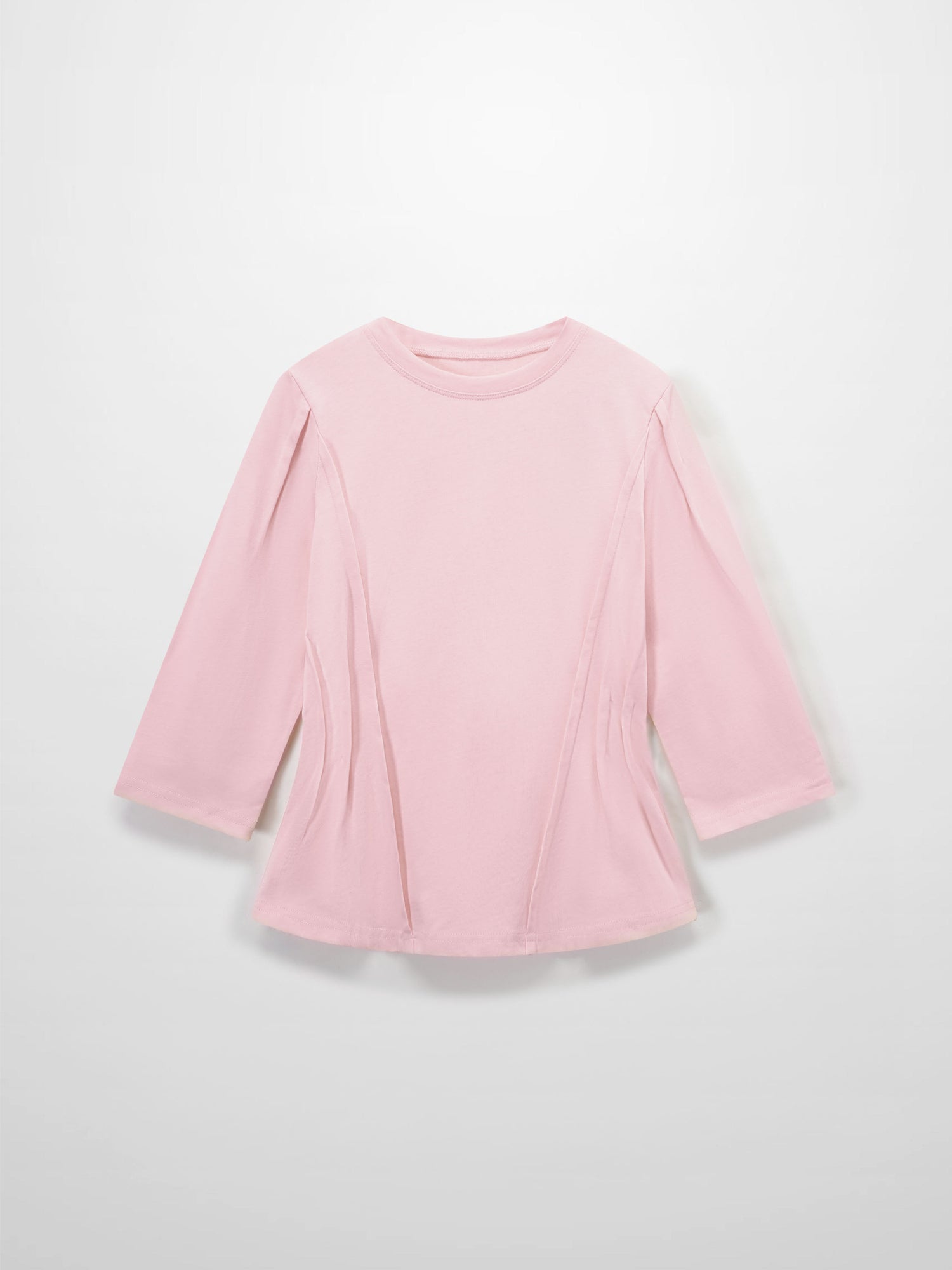 Pleat Seam T-shirt-Pink