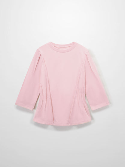 Pleat Seam T-shirt-Pink