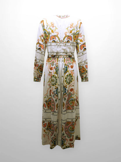 Smocked Waist Dress-Oriental Paisley
