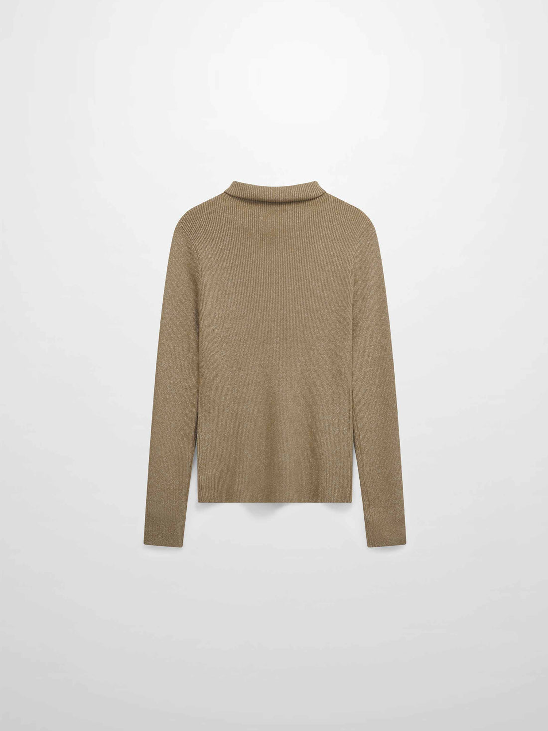 Lurex Ribbed Knit Turtleneck-Mocha Mousse