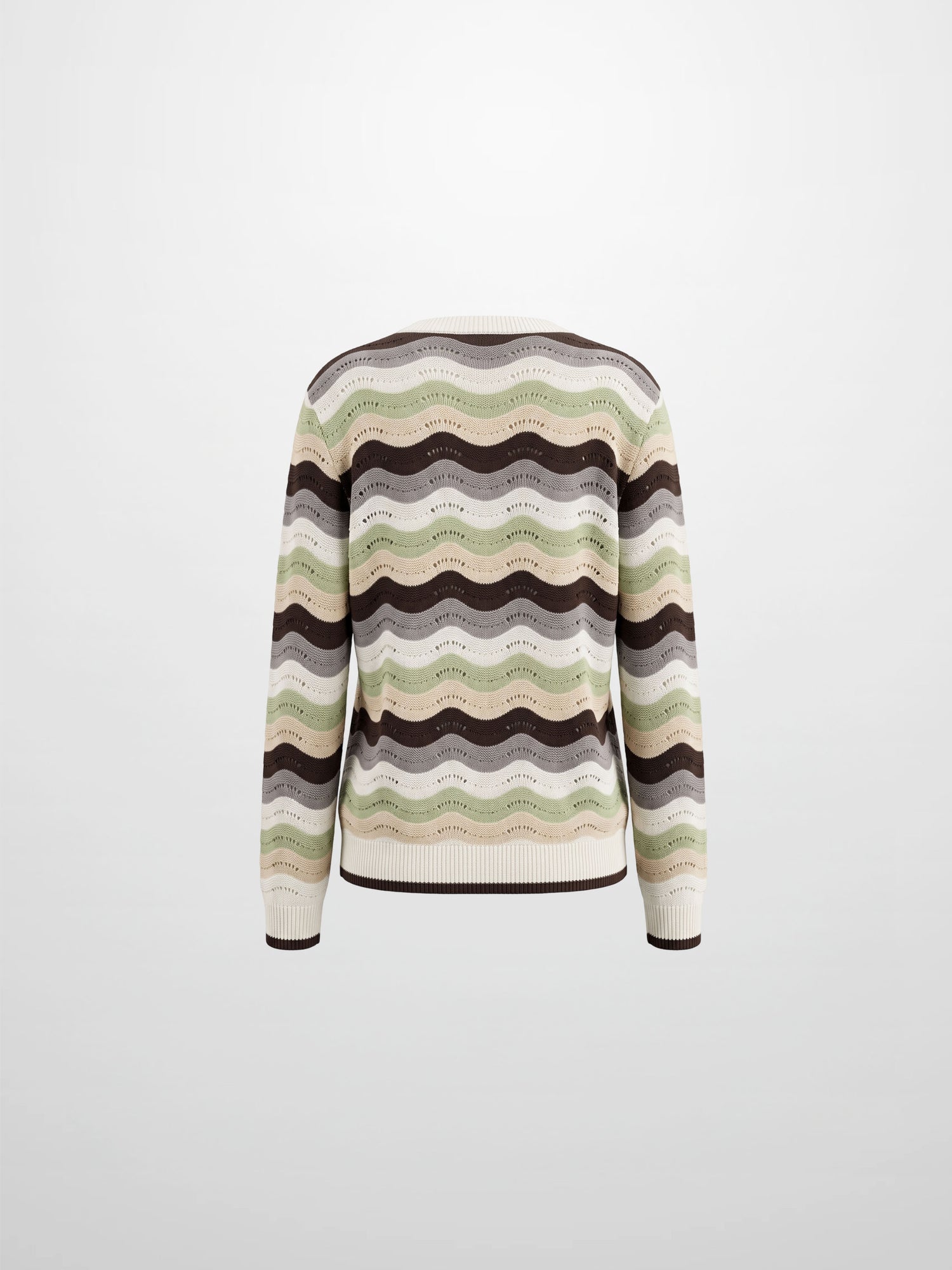 Crochet Stripe Sweater - Brown/Green/Cream