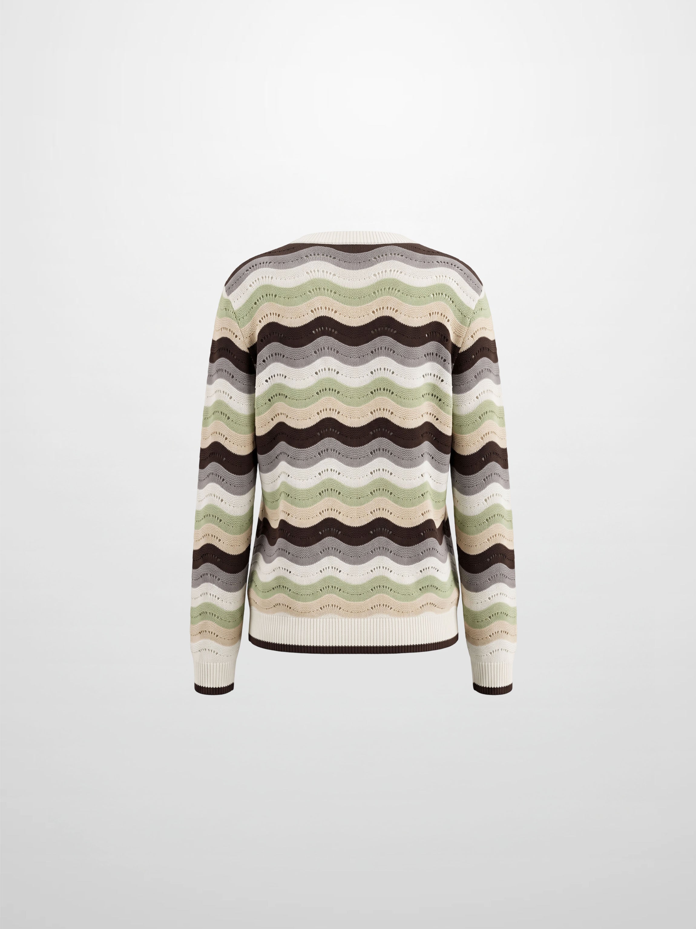 Crochet Stripe Sweater - Brown/Green/Cream