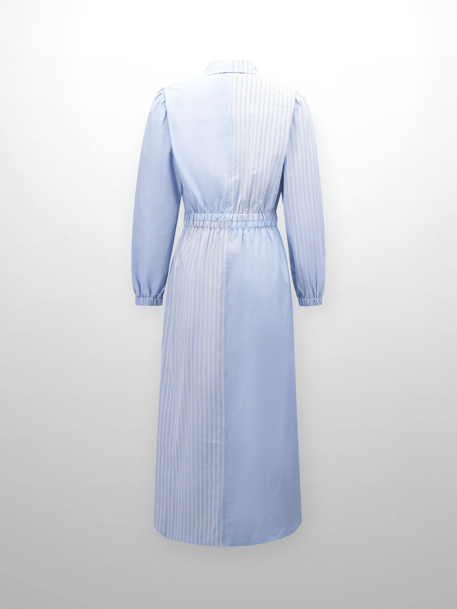 Mix Stripe Elastic Waits Dress-Blue Pinstripe