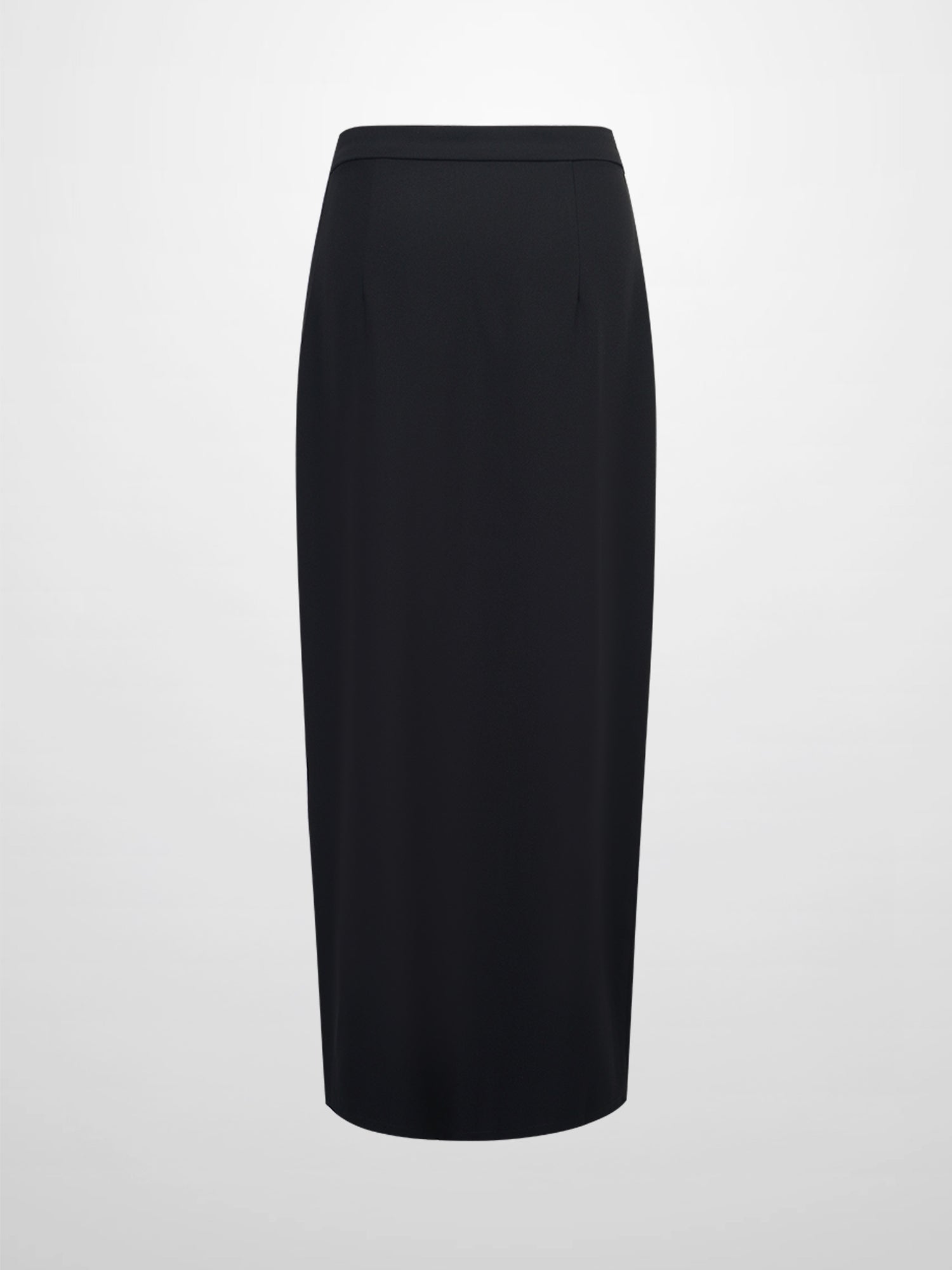 Gold Button Straight Pocket Skirt-Black