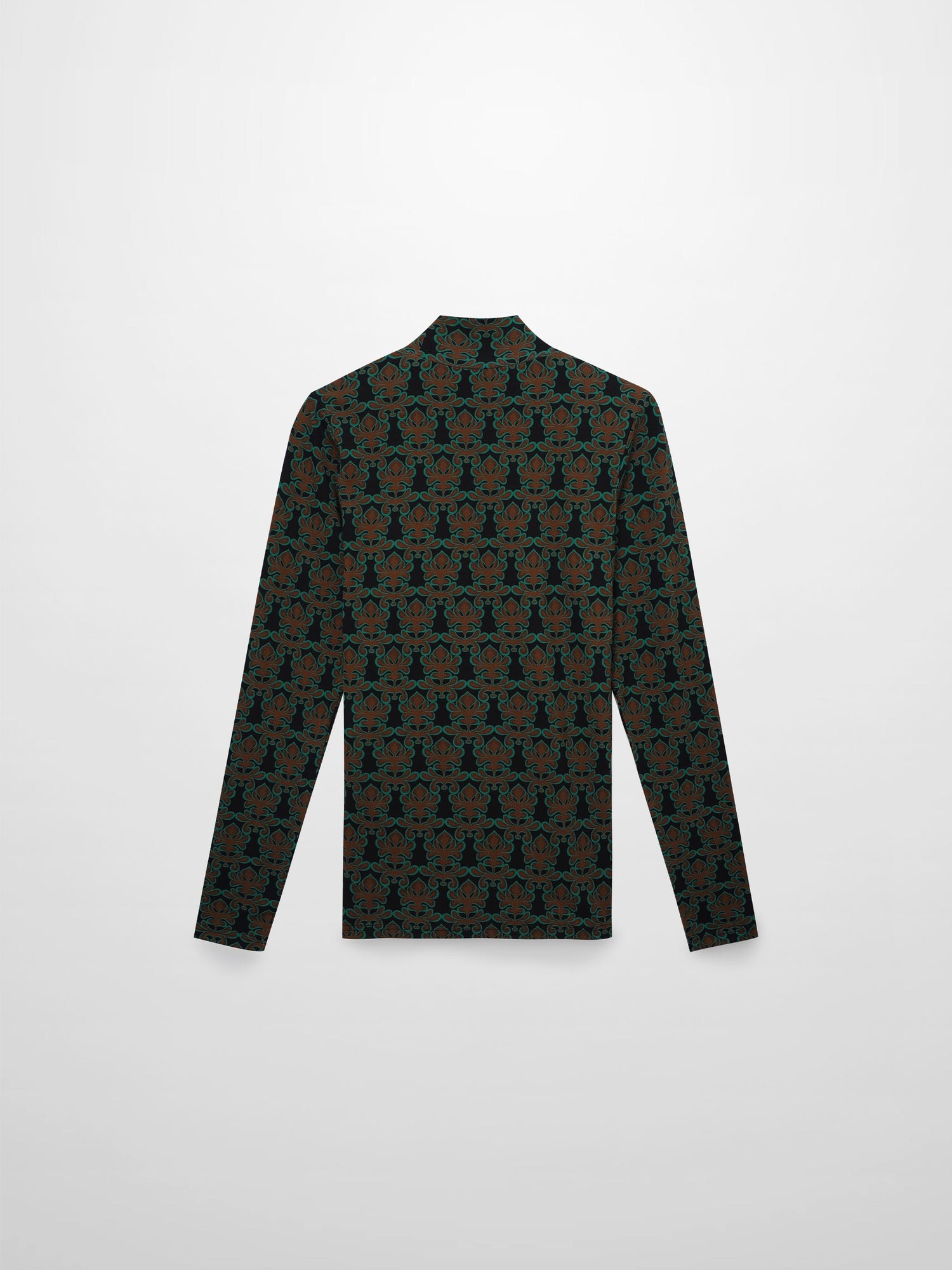 Printed Modal Turtleneck-Green/Brown Clover