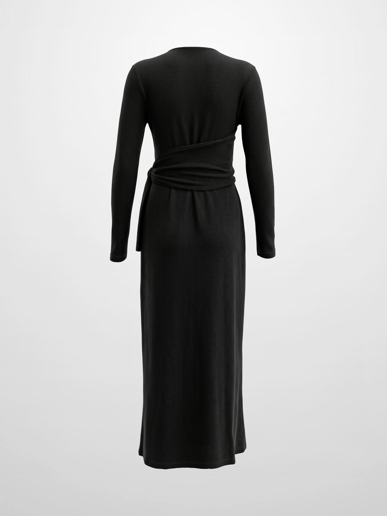 Crossover Knit Maxi Dress - Black