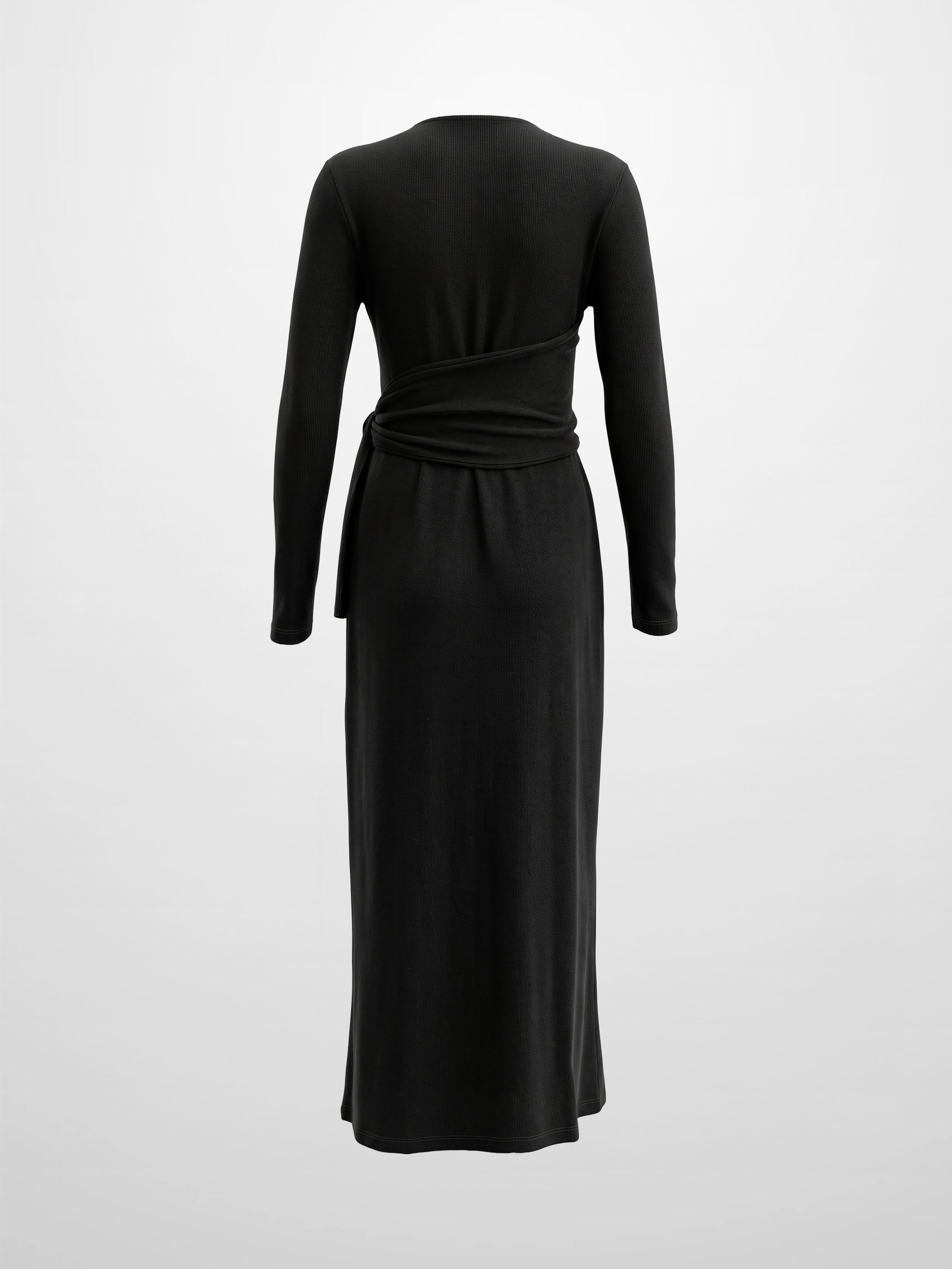 Crossover Knit Maxi Dress - Black