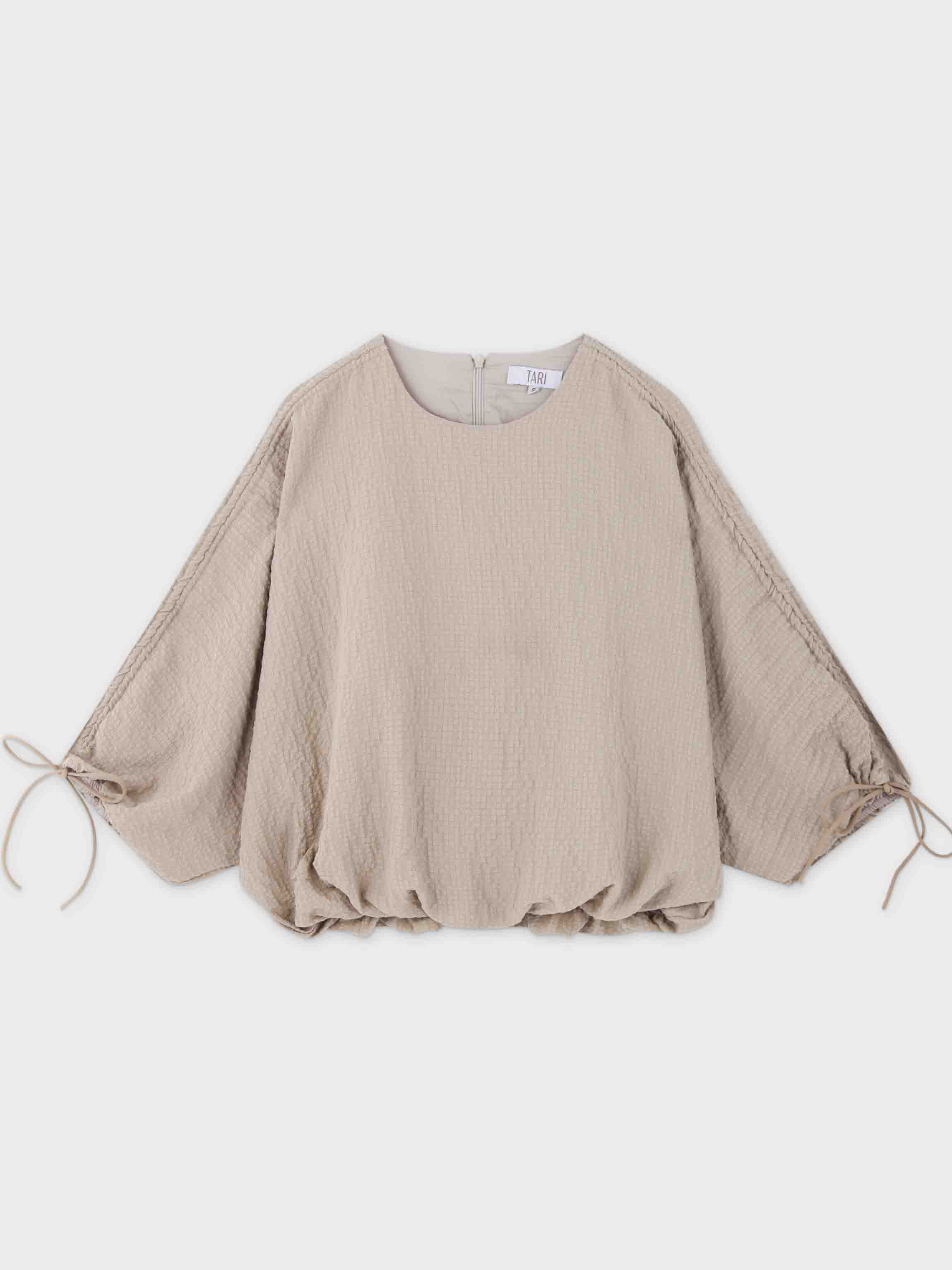 Textured Bubble Top-Taupe