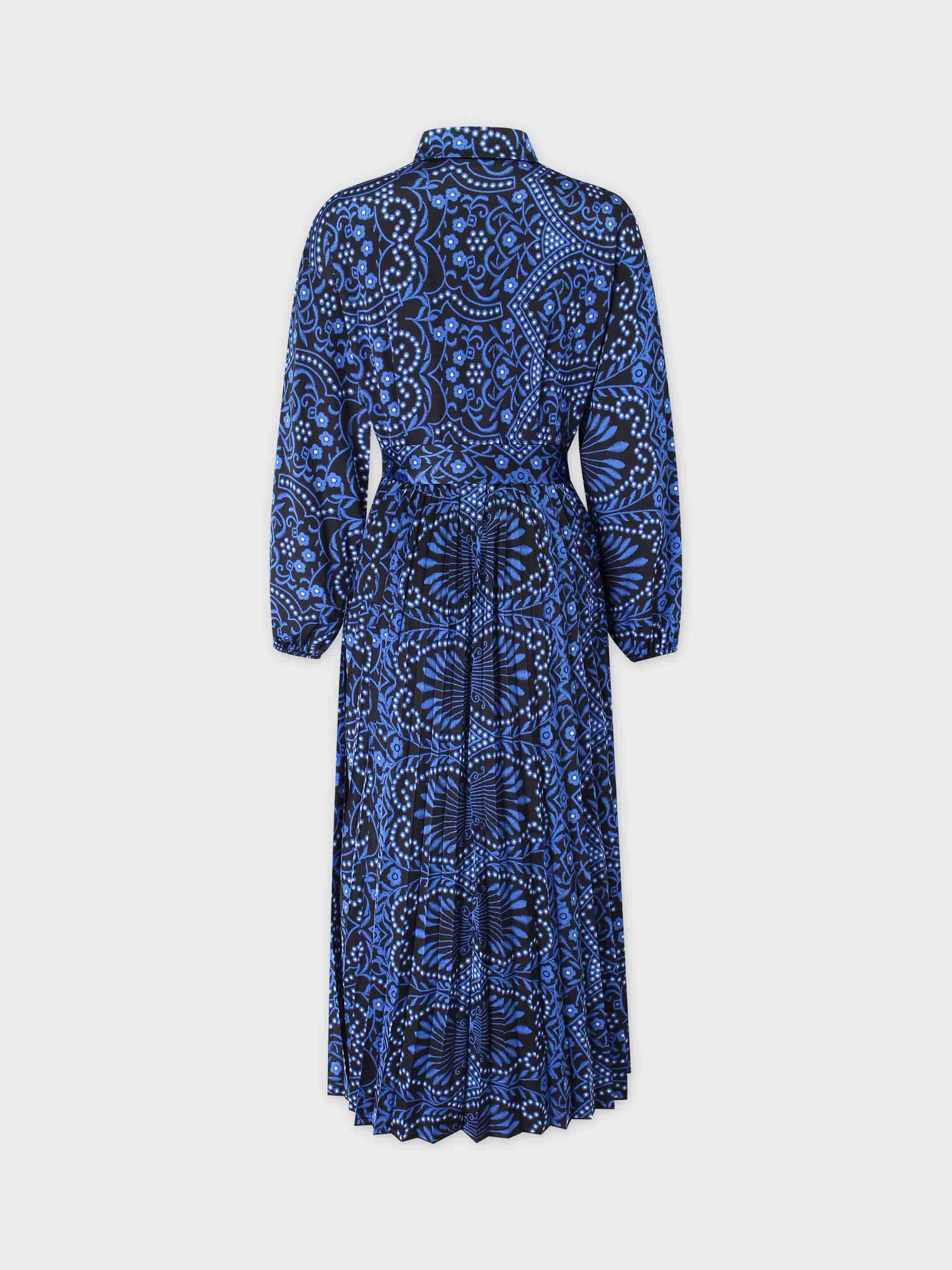 Half Pleat Shirtdress-Blue Spirograph