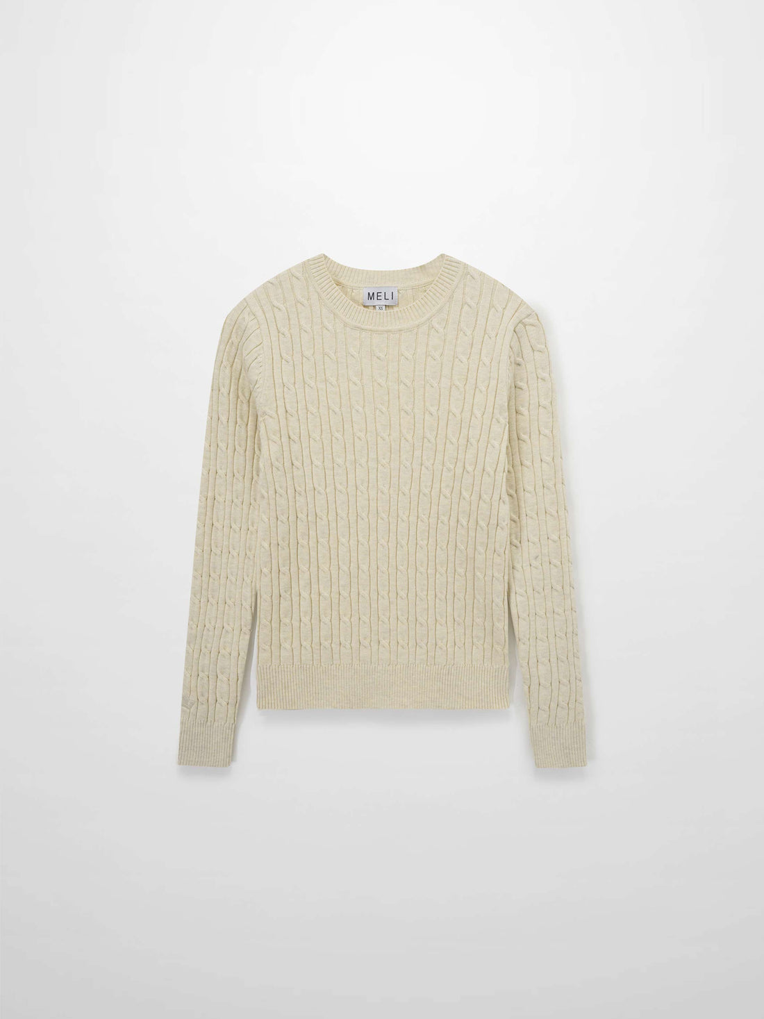 Crew Neck Cable Sweater-Bone