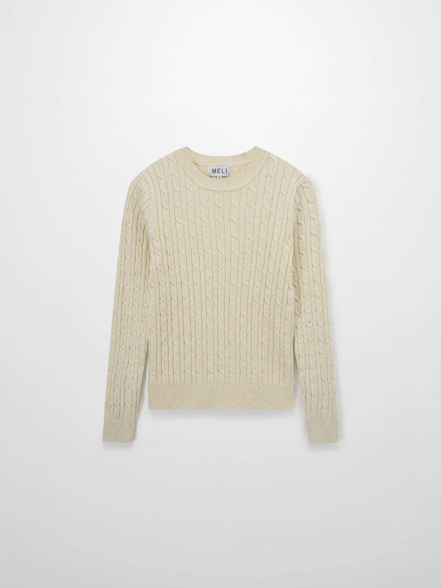 Crew Neck Cable Sweater-Bone