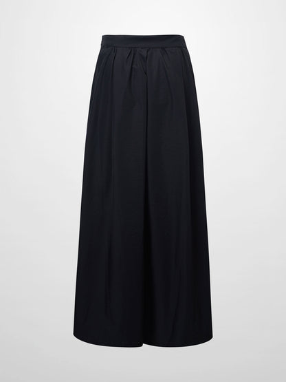 Waisted Full Taffeta Skirt-Black