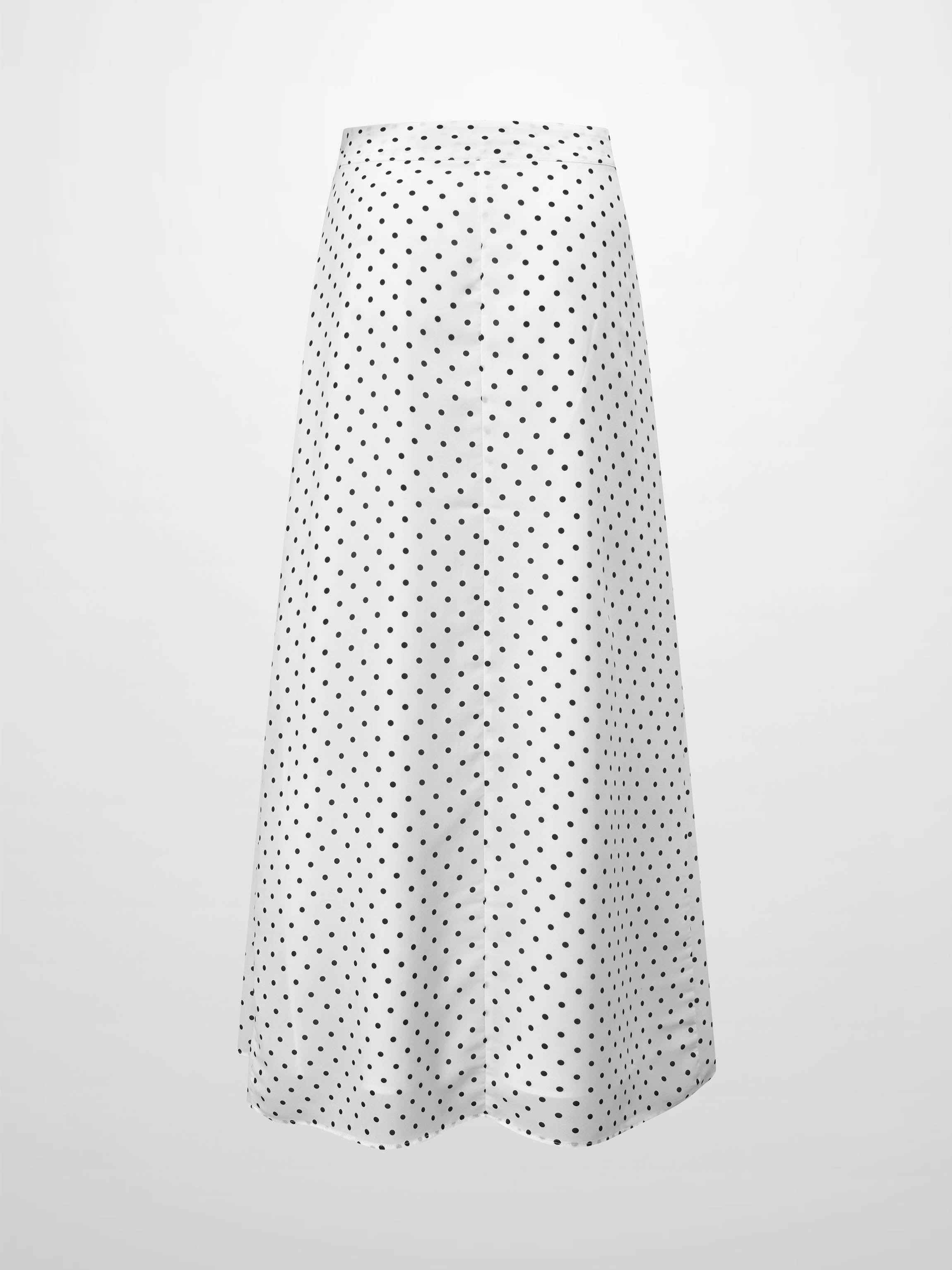 Gathered Overlay Skirt-White and Black Polka Dot