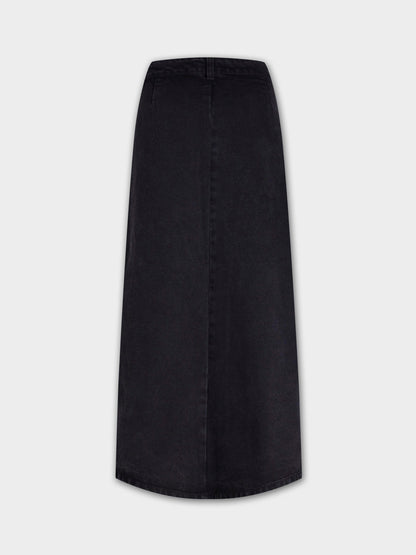 Button Down Straight Denim Skirt