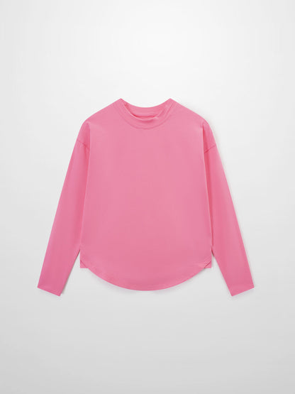 Oversized Rounded Hem T-Shirt-Pink