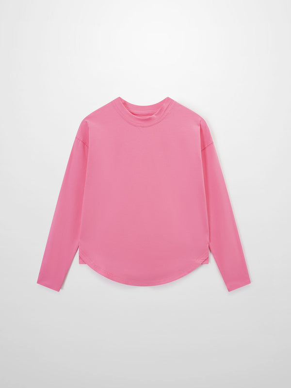 Oversized Rounded Hem T-Shirt-Pink