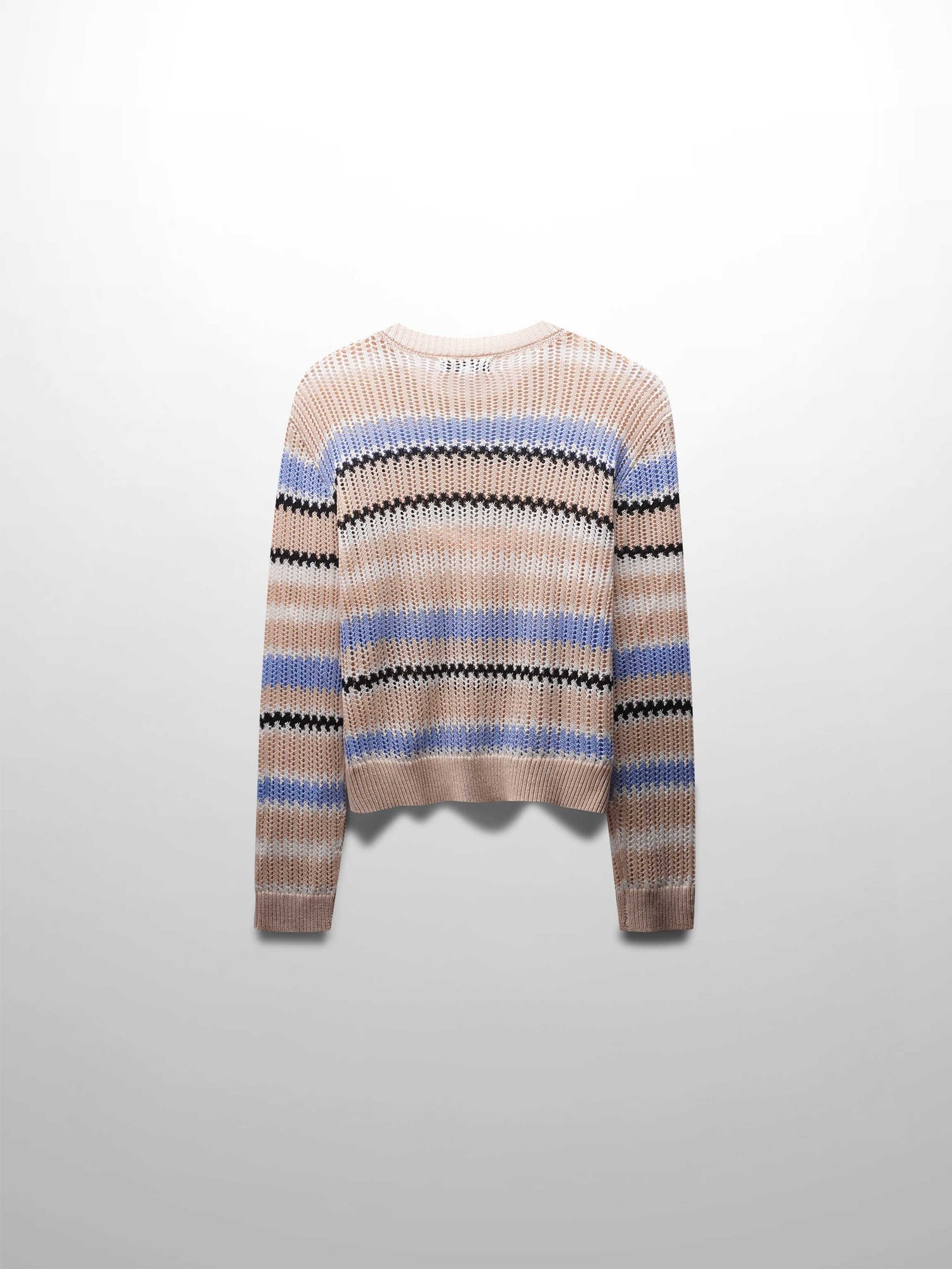 Mesh Striped Sweater-Tan/Light Blue