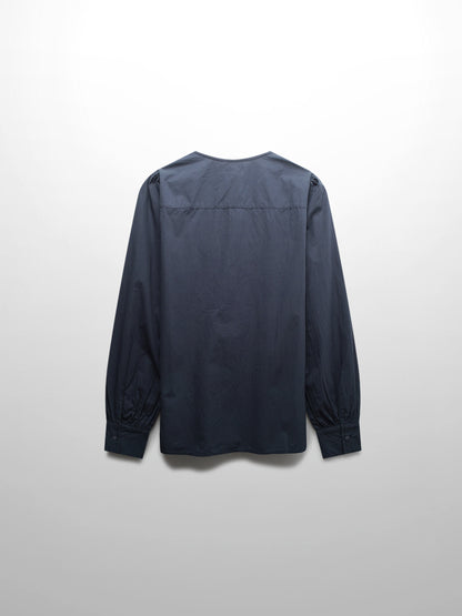 Asymmetrical Ruffle Blouse-Navy