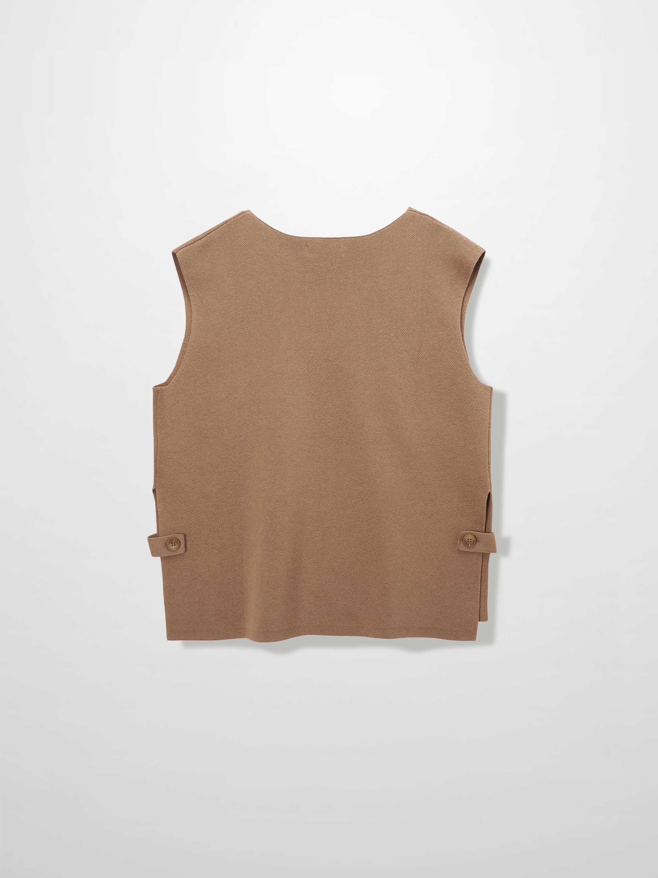Side Tab Knit Vest-Mocha Mousse