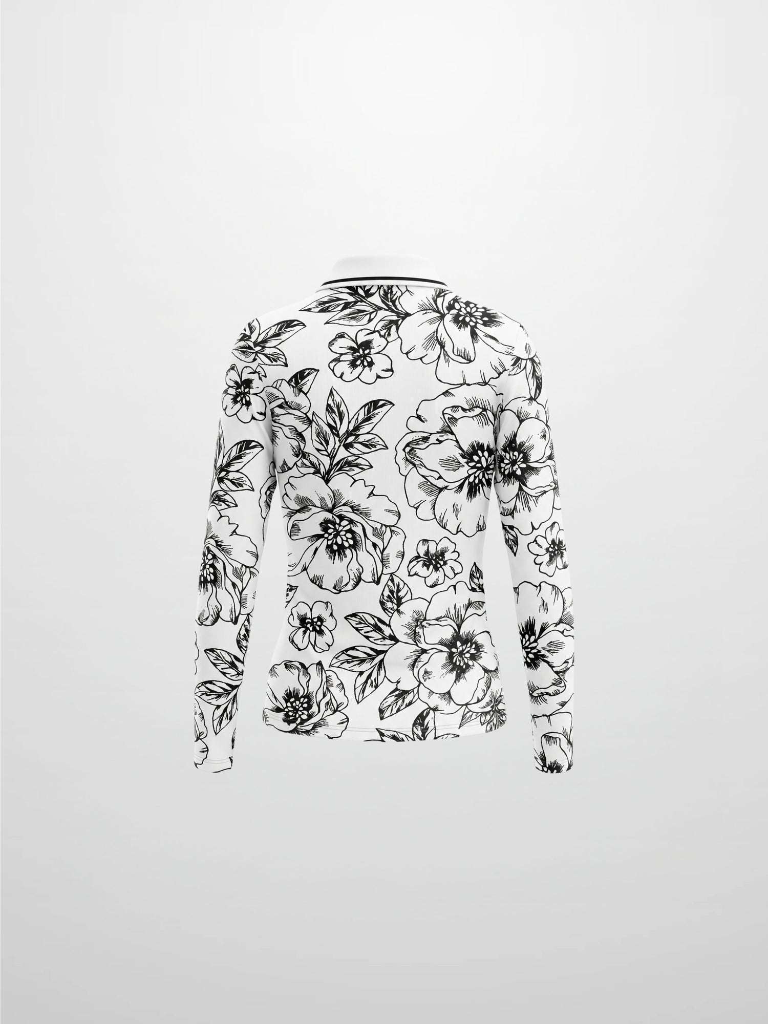 Printed Collar Snap Tee-Sketch Floral