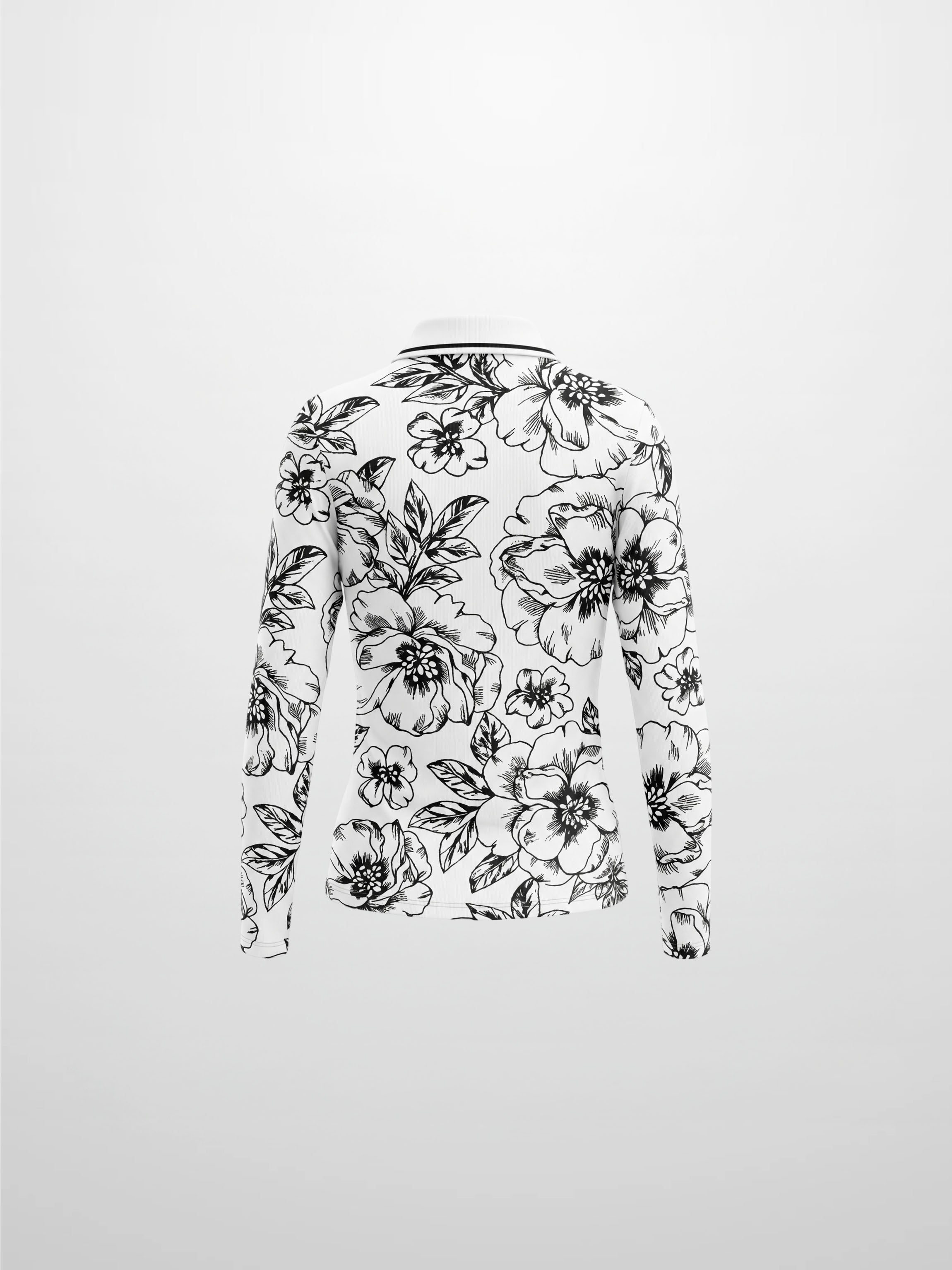 Printed Collar Snap Tee-Sketch Floral