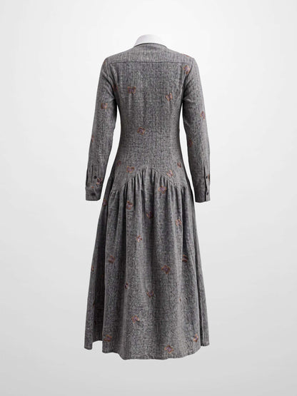 Drop Waist Shirtdress - Embroidered Butterfly
