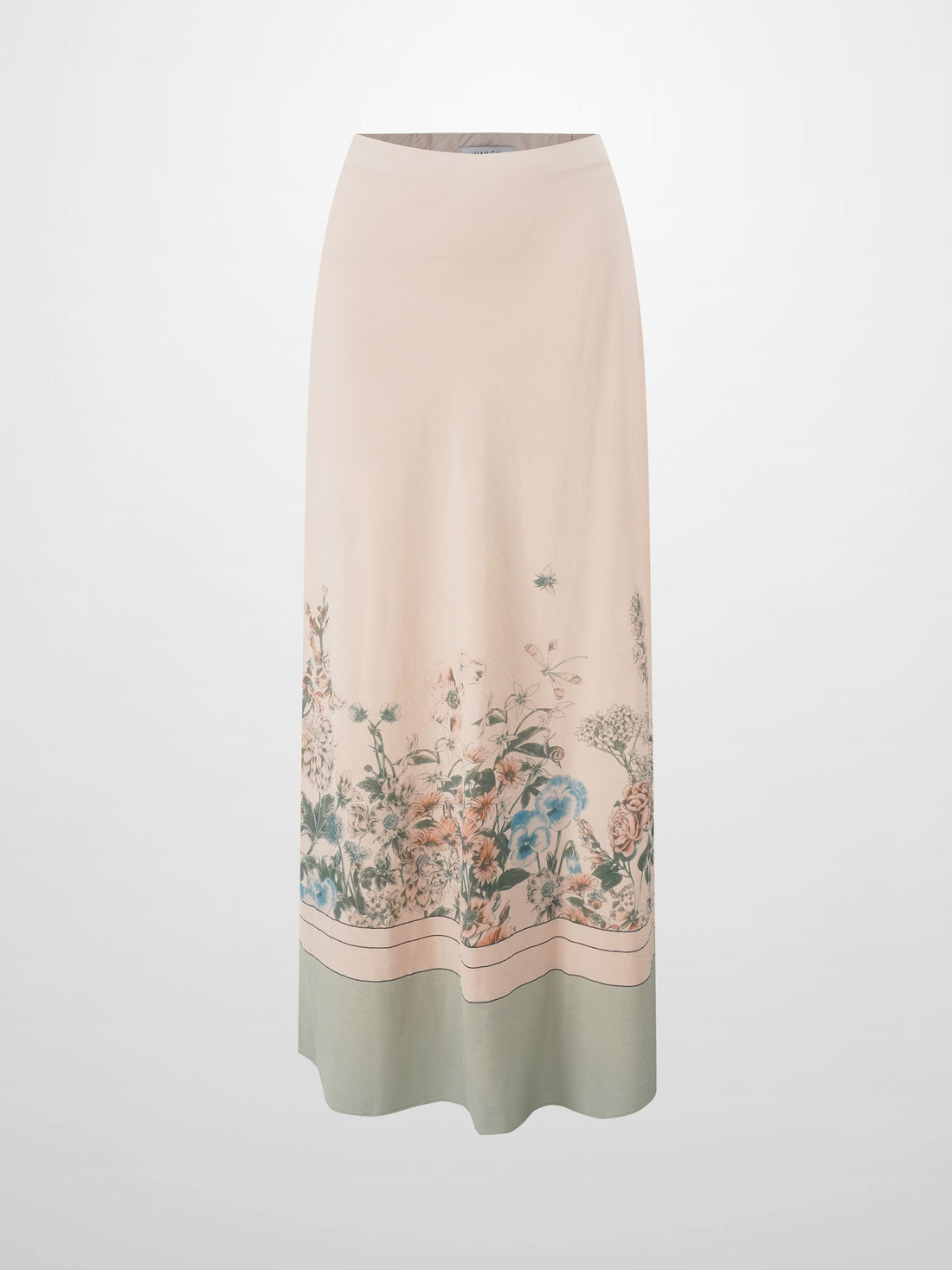 Printed Crinkle Slip Skirt-Flower Border