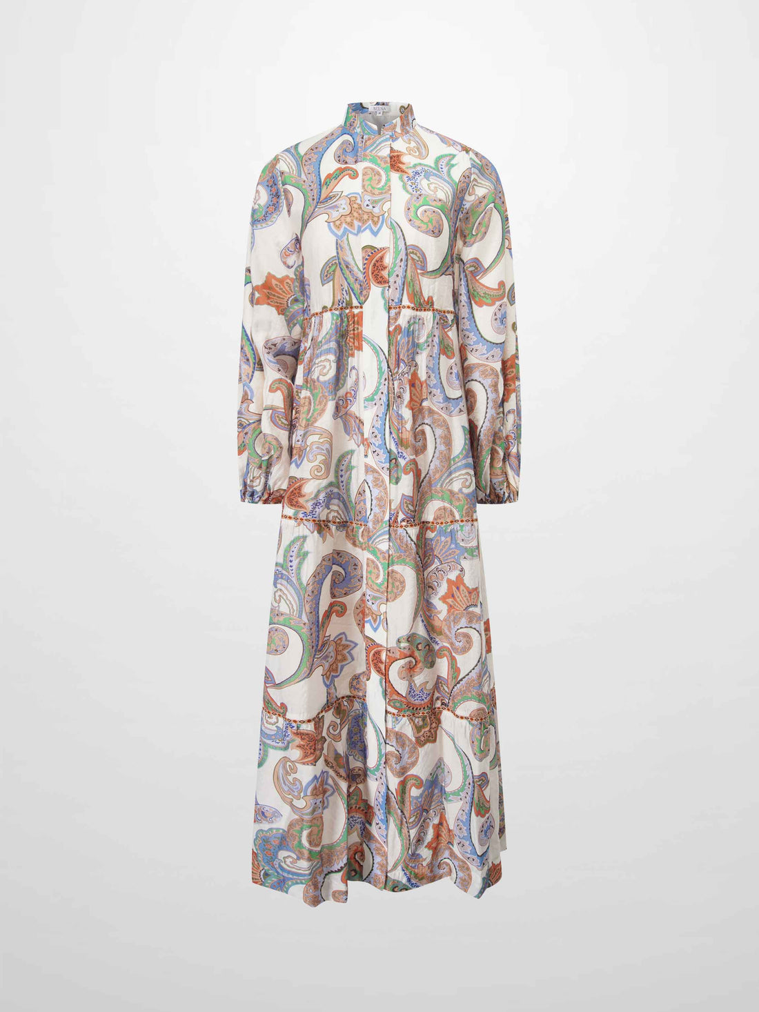 Peasant Belted Dress-Paisley Floral