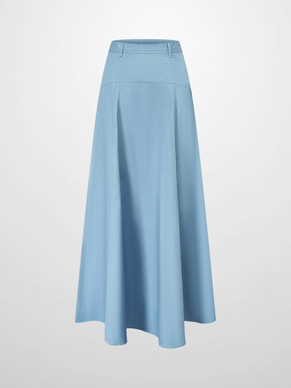 Cotton Yoke Circle Skirt-Blue
