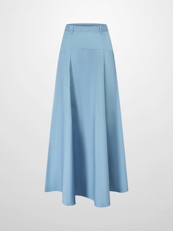 Cotton Yoke Circle Skirt-Blue